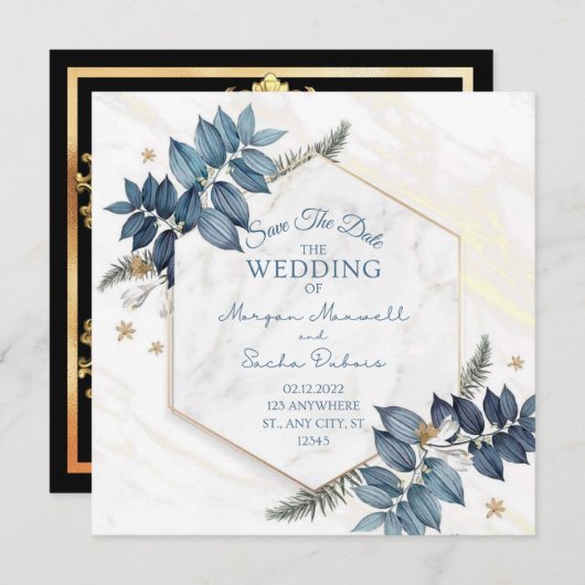 Faire-part de mariage floral simple (Devant / Derrière)