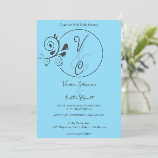 Faire-part de mariage floral simple chic (Debout devant)