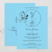 Faire-part de mariage floral simple chic (Devant / Derrière)