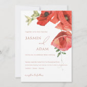 Faire-part de mariage floral simple de Pavot rouge (Devant)