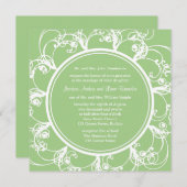 Faire-part de mariage floral soigné (vert) (Devant / Derrière)