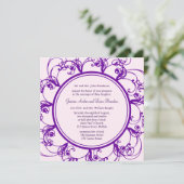 Faire-part de mariage floral soigné (violet) (Debout devant)