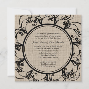 Faire-part de mariage floral sur burlap