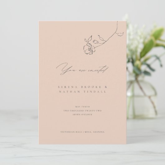 Faire-part de mariage floral sur mesure minimal (Debout devant)
