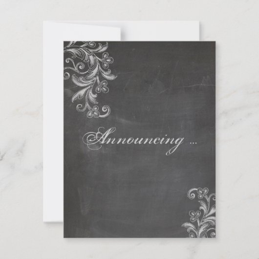 Faire-part de mariage floral tableau noir (Devant)