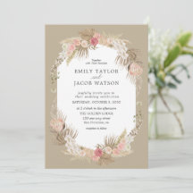 Faire-part de mariage floral Taupe Boho