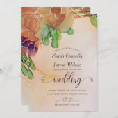 Faire-part de mariage Floral Terracotta (Devant / Derrière)