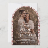 Faire-Part de Mariage Floral Toile Script Arche Ph (Devant)