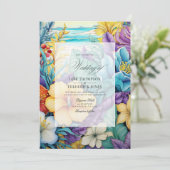 Faire-part de mariage floral Tons de plage pour l' (Debout devant)