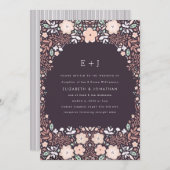 Faire-part de mariage floral tourbillonnant (Devant / Derrière)