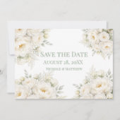 Faire-part de mariage floral tout blanc pour sauve (Devant)