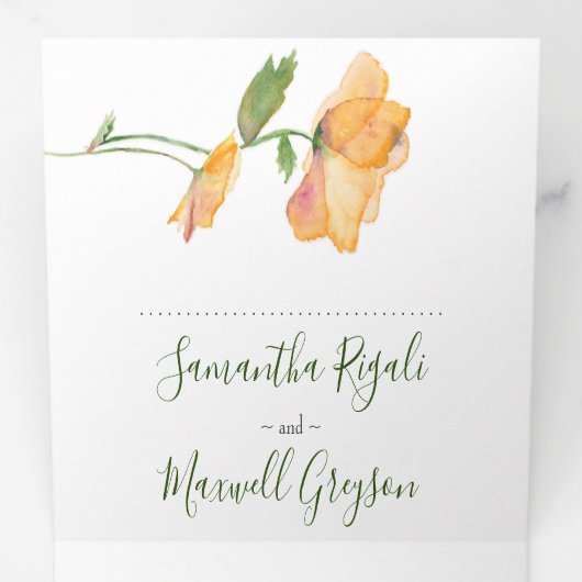 Faire-part de mariage Floral Tout en un (Intérieur en premier)