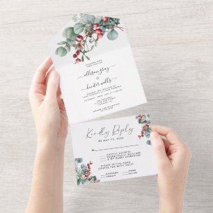 Faire-part de mariage floral tout-en-un 