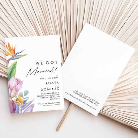 Faire-part de mariage floral tropical coloré