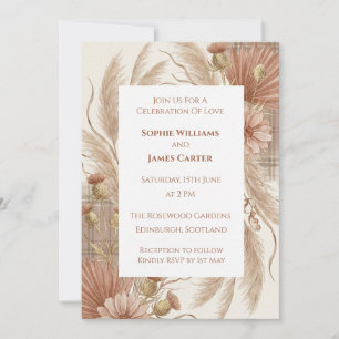 Faire-part de mariage floral tropical en terre cui