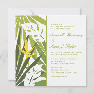 Faire-part de mariage floral tropical - Jaune vert
