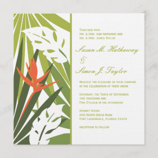 Faire-part de mariage floral tropical - Orange ver