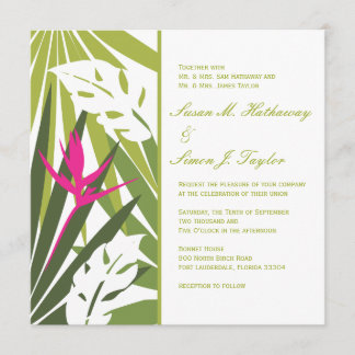 Faire-part de mariage floral tropical - Vert et ép