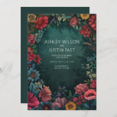 Faire-part de mariage Floral turquoise (Devant / Derrière)