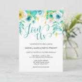 Faire-part de mariage floral turquoise d'Aqua (Debout devant)