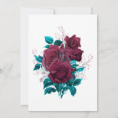 Faire-part de mariage floral turquoise et bourguig (Dos)