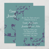 Faire-part de mariage floral Turquoise et violet (Devant / Derrière)