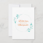 Faire-part de mariage Floral turquoise & Orange (Dos)
