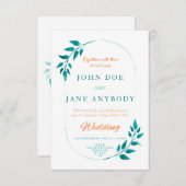 Faire-part de mariage Floral turquoise & Orange (Devant / Derrière)