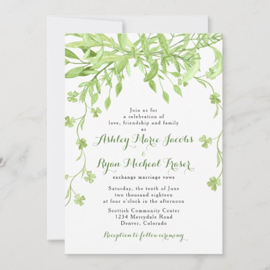 Faire-part de mariage floral verdoyant (Devant)