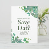 Faire-part de mariage Floral Vert (Debout devant)