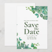 Faire-part de mariage Floral Vert (Devant / Derrière)