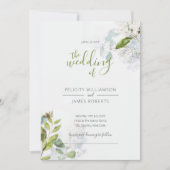 Faire-part de mariage floral vert (Devant)