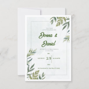 Faire-part de mariage Floral Vert