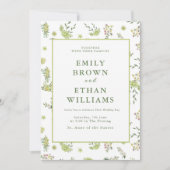 Faire-part de mariage Floral Vert (Devant)