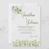 Faire-part de mariage floral vert doux (Devant)