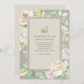 Faire-part de mariage floral vert doux (Devant / Derrière)