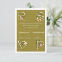 Faire-part de mariage floral vert et blanc RSVP dé