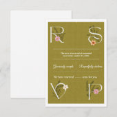 Faire-part de mariage floral vert et blanc RSVP dé (Devant / Derrière)