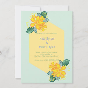 Faire-part de mariage floral vert et jaune