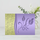 Faire-part de mariage floral vert et lavande (Debout devant)