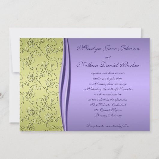 Faire-part de mariage floral vert et lavande (Dos)