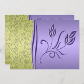 Faire-part de mariage floral vert et lavande (Devant / Derrière)