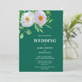 Faire-part de mariage floral vert forêt (Debout devant)