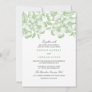 Faire-part de mariage Floral Vert Moderne