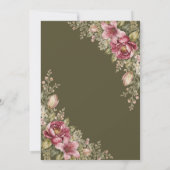 Faire-part de mariage floral vert olive botanique (Dos)