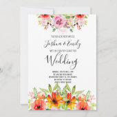 Faire-part de mariage Floral vert rose (Devant)