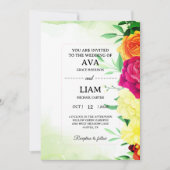 Faire-part de mariage floral vert sauge (Devant)