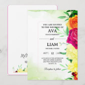 Faire-part de mariage floral vert sauge (Devant / Derrière)