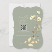 Faire-part de mariage floral vert sauge bohème (Dos)