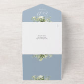 Faire-part de mariage Floral Vert Script Bleu Pous (Dehors)